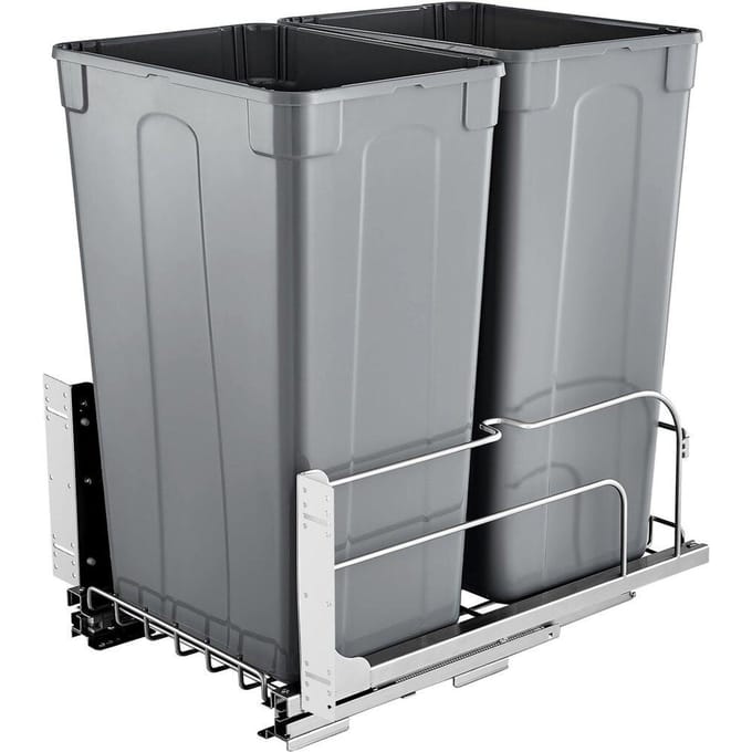 Dubbele Uitschuifbare Afvalcontainer Keuken Afvalbak Soft Close Grijs 50QTx2