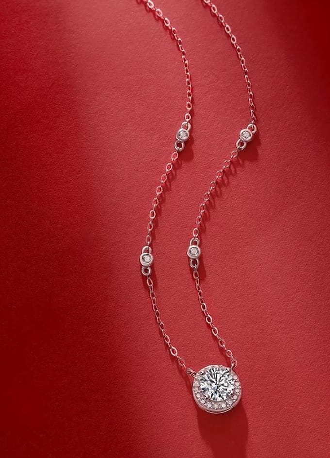 Star Halo Moissaniet Ketting-met GRA-certificaat