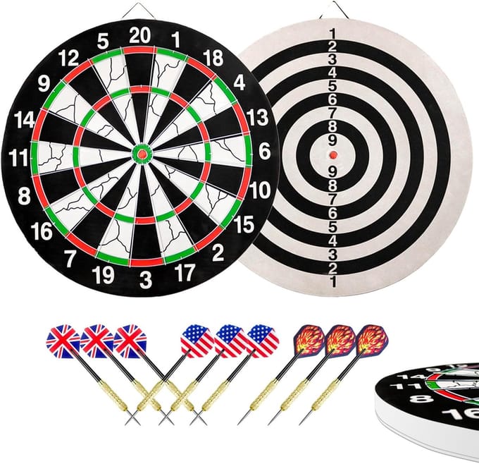 Dartbord met Darts Set - Dubbelzijdig en 18" (43 cm)