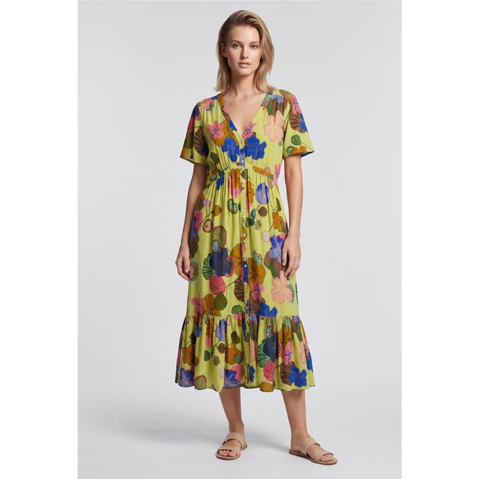 White Stuff Phoebe Midi Dress Green Multi Taglia: 12 | Abiti Midi Outlet | Donna | Verde