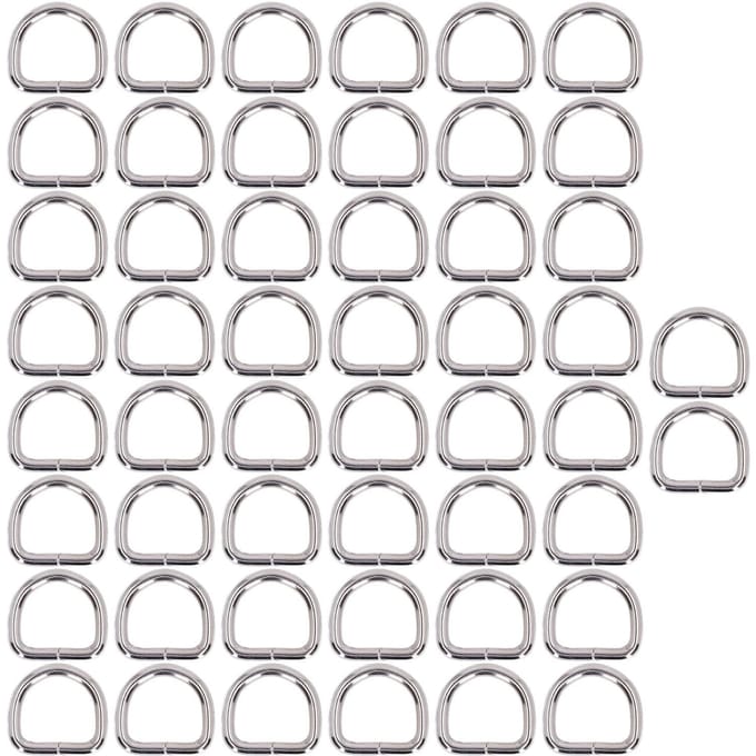 50 stuks D-ringen Duurzaam Draagbaar Compact Lichtgewicht Eenvoudig Vervangbaar Tasaccessoires voor Kleding Silver gray