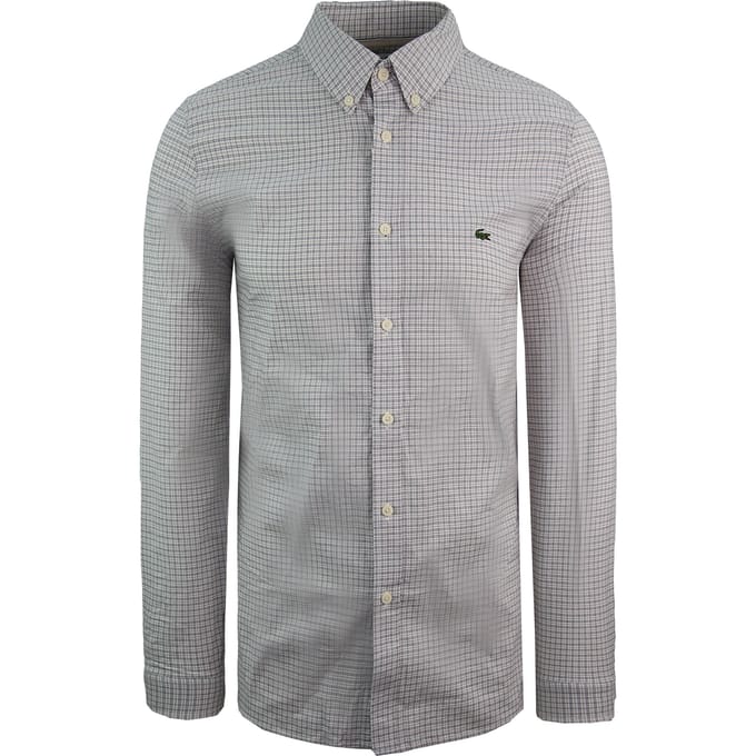 Lacoste Stretch Slim Fit Heren Grijs Overhemd