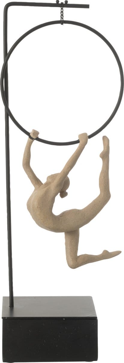 J-Line decoratie Gymnaste Hoepel Alpha - polyresin - beige/zwart