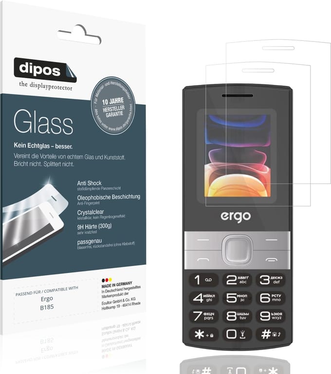 dipos – 2x Pantserfolie geschikt voor Ergo B185 | 9H Screenprotector