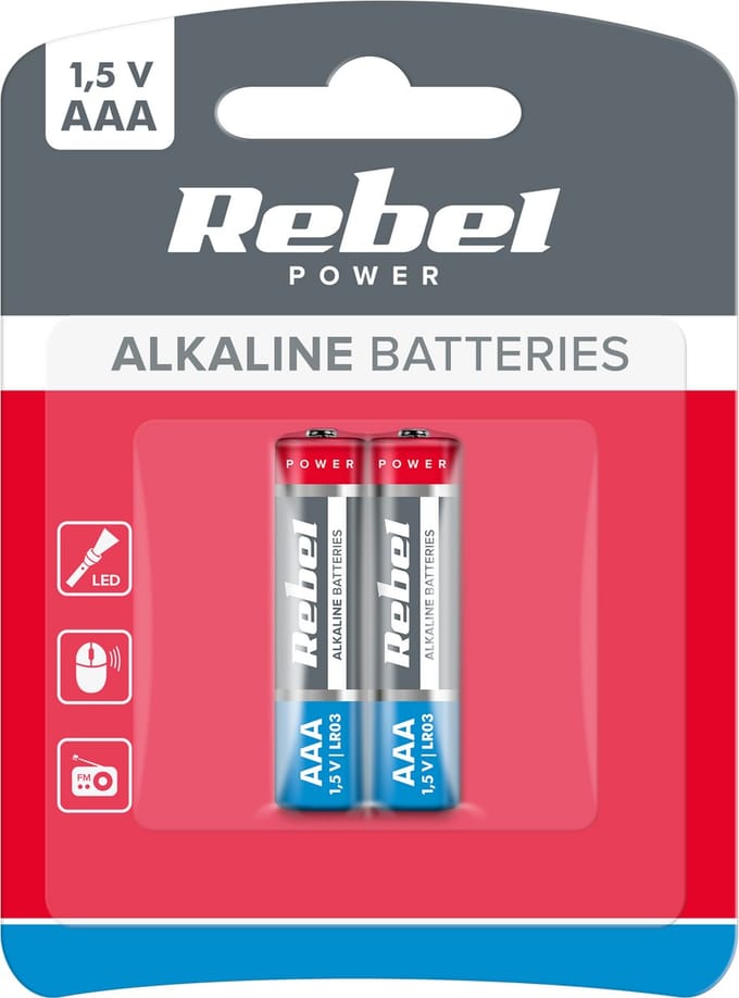 Rebel LR03 Serie - Alkalische Batterij - AAA - 1,5 V - 2 stuks