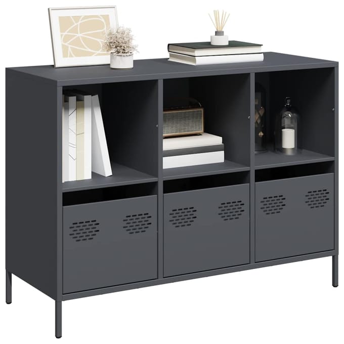 vidaXL - Dressoir - 101,5x39x73,5 - cm - koudgewalst - staal - antracietkleurig