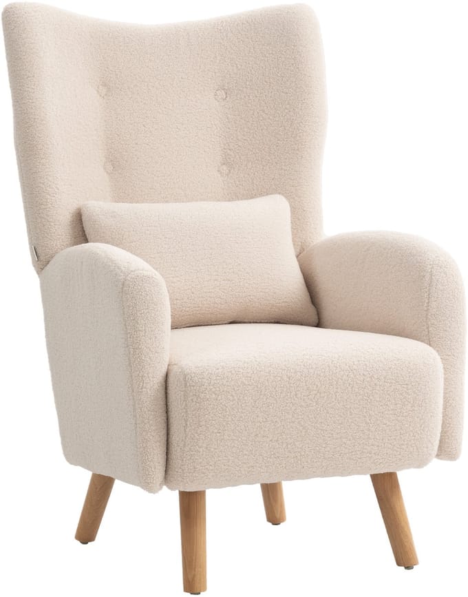 HOMCOM Accentstoel Polyester, Beukenhout 77L x 72B x 106H cm Beige