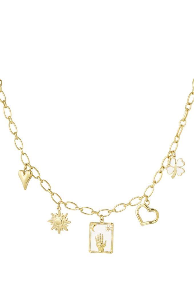 Bijoutheek Collier Bedels Magic Hand Wit Goud