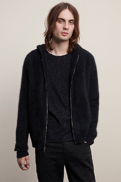 John Varvatos Regular Fit Ls Brushed Cashmere Zip Front Hoodie J Black Größe: XL | Kaputzenpullis Outlet | Herren | Schwarz