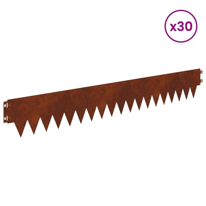vidaXL - Gazonrand - 30 - st - 103 - x - 15 - cm - Staal - Roestkleurig