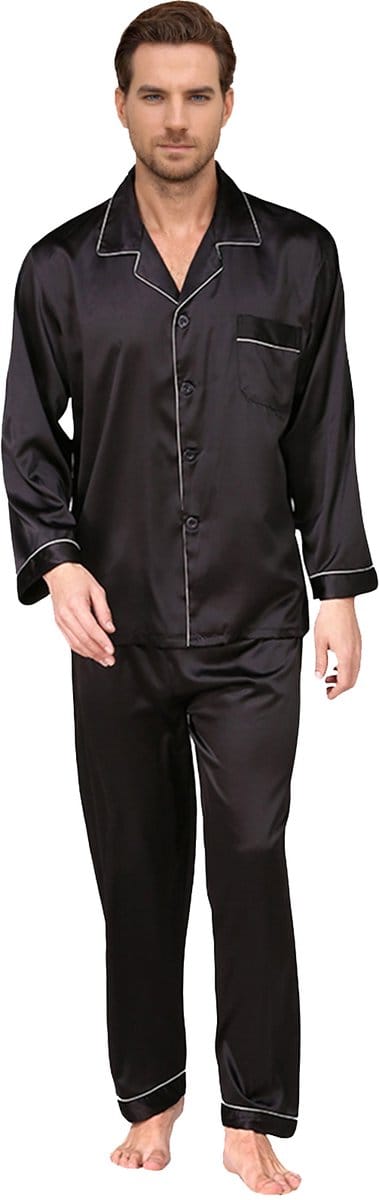 ALLTHEMEN Heren Pyjama - Reverskraag en Elastisch Pyjamaset - S