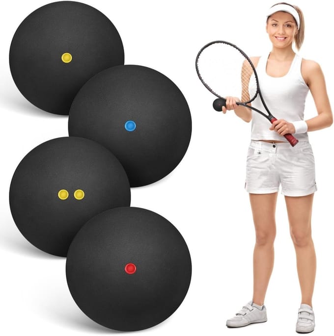 Set van 4 Squashballen 45 mm - Hoog Elastisch, Perfect voor Competitie, Training en Oefening, Sportaccessoires voor Squash