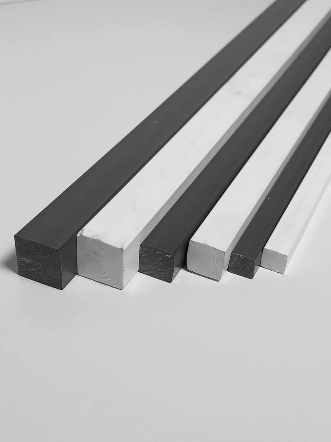 PVC vierkante staaf 40x40mm grijs 100cm