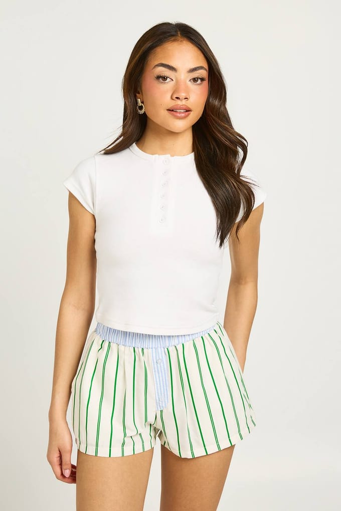 boohoo Dames Boxer Shorts Met Contrasterende Tailleband | Groente | Maat: 42
