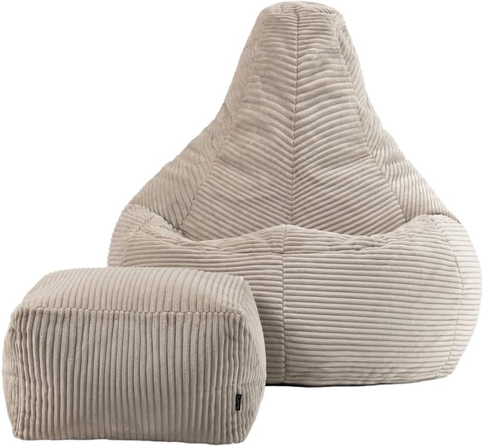 icon - Dalton Zitzak Fauteuil met Poef - Gaming - Ribfluweel - Beige