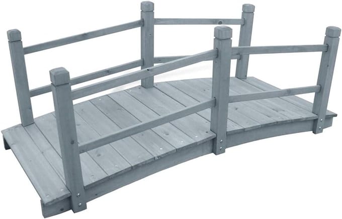 Tuinbrug - Decoratieve brug - Tuin Aankleden - Dubbele leuning ontwerp - 140 cm lang - Grijs