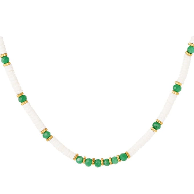 Bijoutheek Collier Discs En Kralen groen