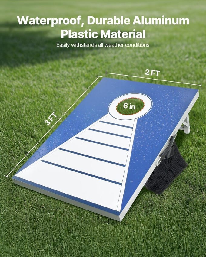 Ensemble Cornhole 3x2 pieds Jeu de lancer de sacs de maïs portable Plateau en aluminium 8 sacs de haricots