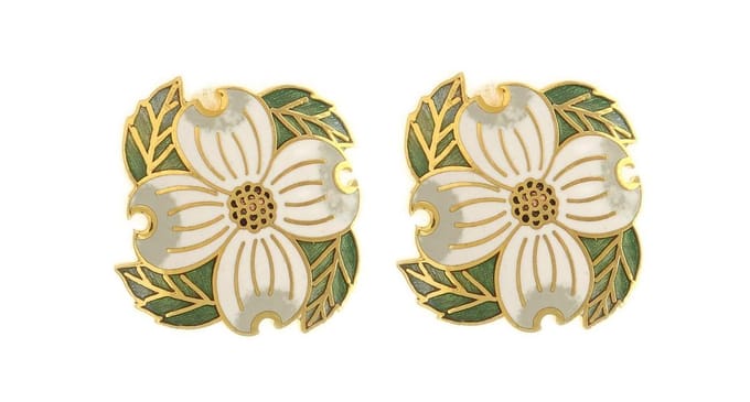Behave - Oorclips dames - bloemmotief - wit en groen - 3 cm