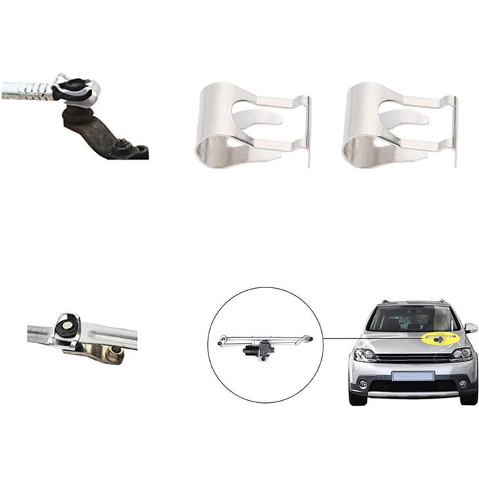 Paire de tiges de liaison de moteur d'essuie-glace, Kit de clips de réparation de mécanisme de liaison de bras white