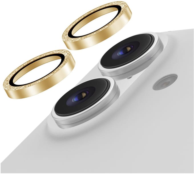 AVY Camera Lens Protector Rings | Geschikt voor Apple iPhone 17 / 16 / 16 Plus | Camera Lens Protector Glas | Schokbestendig | Krasbestendig | met Applicator | Glitter Goud