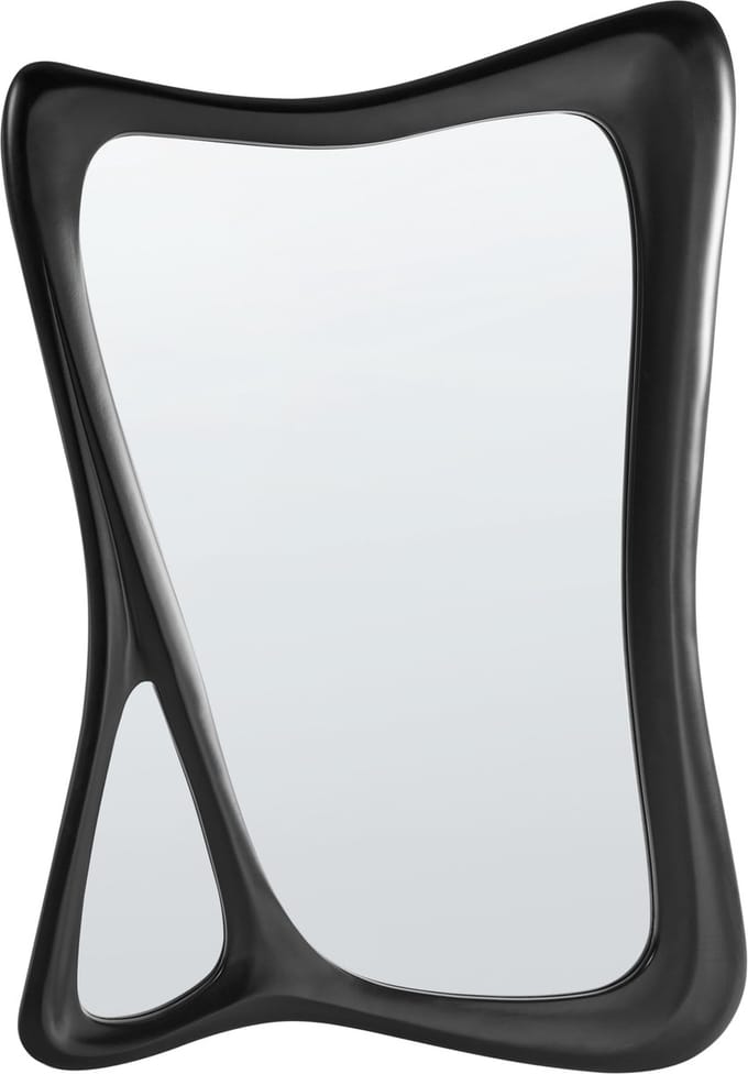 LANESTER - Wandspiegel - Zwart - PU glas/MDF