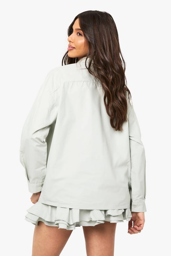 boohoo Dames Oversized Shirt | Grey Blue | Maat: 10
