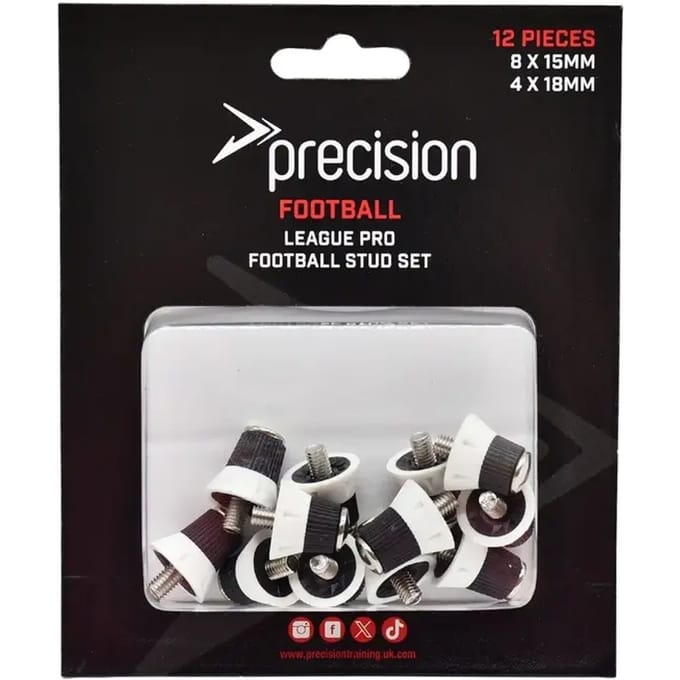 Precision Voetbalnoppen League Pro 13/16 Mm Zwart/wit 12 Stuks