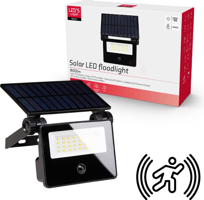 LED's Light Solar Schijnwerper met bewegingssensor - Volledig draadloze buitenlamp - Zwart - Led straler buiten - Schijnwerpers