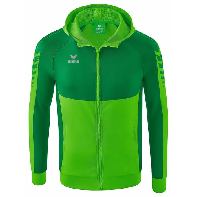 Erima Six Wings Trainingsjack Met Capuchon Kinderen - Wit / Smaragd / Green | Maat: 128