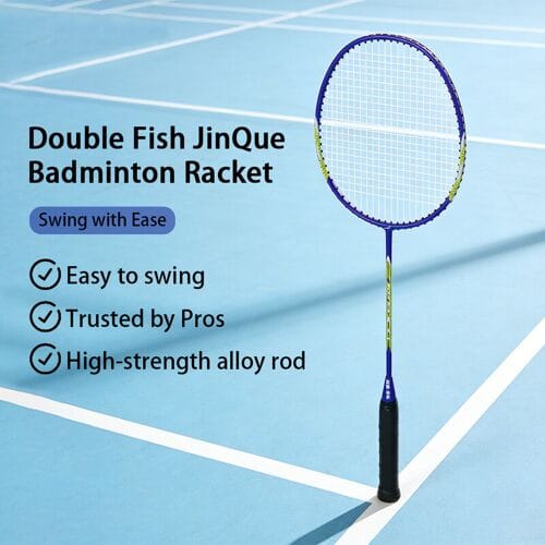 Double Fish JinQue set van 2 badmintonrackets van carbon-aluminium, donkerpaars, 1502
