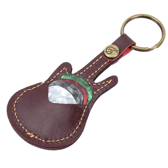 Draagbare Leren Messing Gitaar Plectrum Tas Sleeve Houder Inclusief Plectrum Accessoires (Bruin) gray