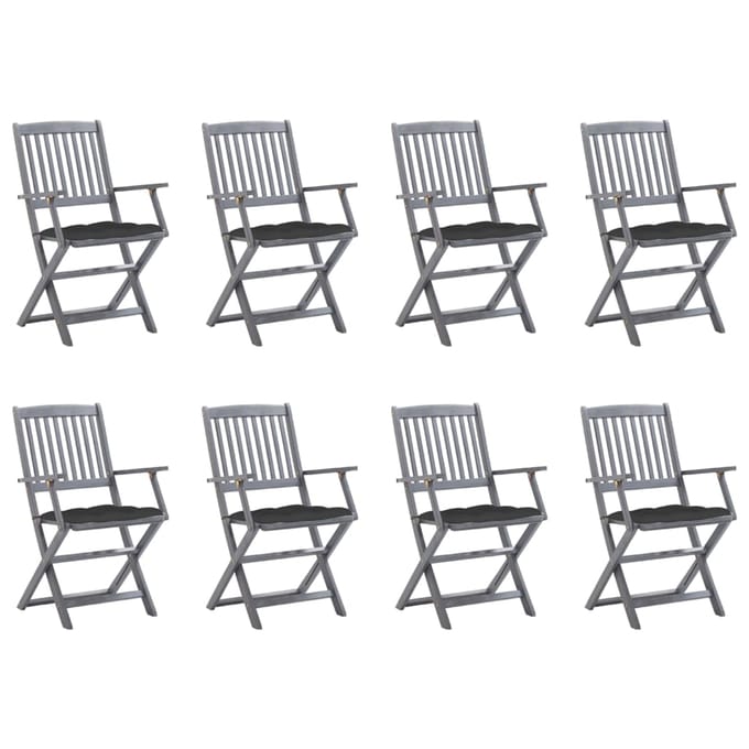 vidaXL - Inklapbare - stoelen - 8 - st - met - kussens - massief - acaciahout