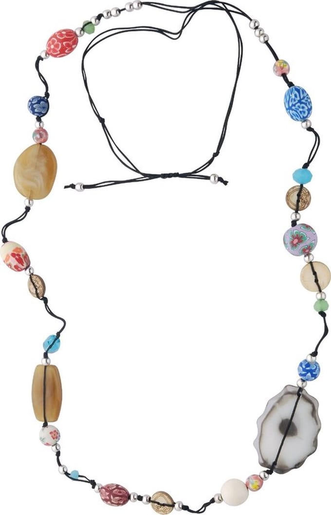 Behave - Lange ketting dames - Agaat hanger koord - Boho stijl