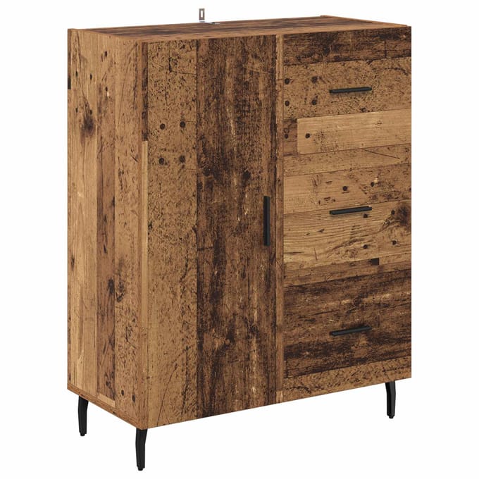 vidaXL - Dressoir - Oud - Hout - 69,5 - x - 34 - x - 90 - cm - Geengineerd - Hout - en - IJzer