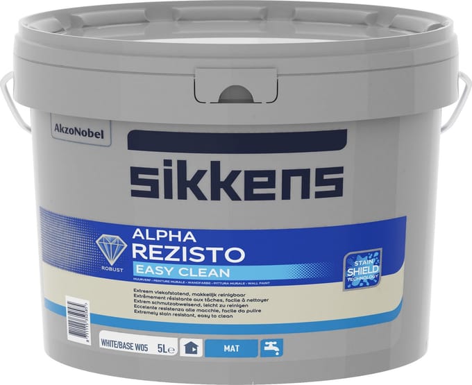 Sikkens Alpha Rezisto Easy Clean - Wit- Muurverf - Dekkend - Binnen - Mat - 5 Liter