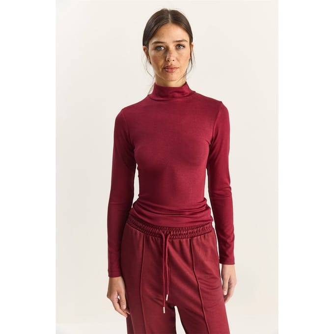 Slim Fit Lange Mouwen Halve Col Top