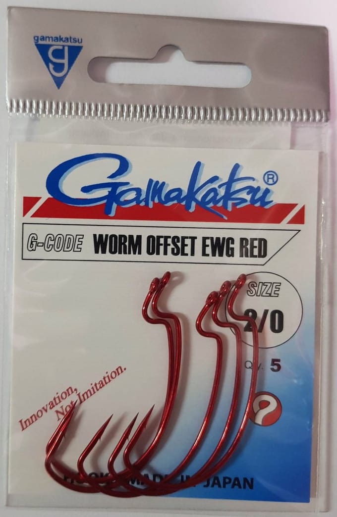 Gamakatsu Worm Offset EWG Haak 2/0 Rood - 5 Stuks