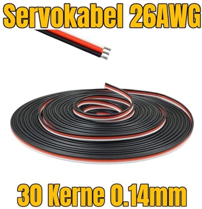 Premium 3-pins servo verlengkabel 26AWG voor modelbouw