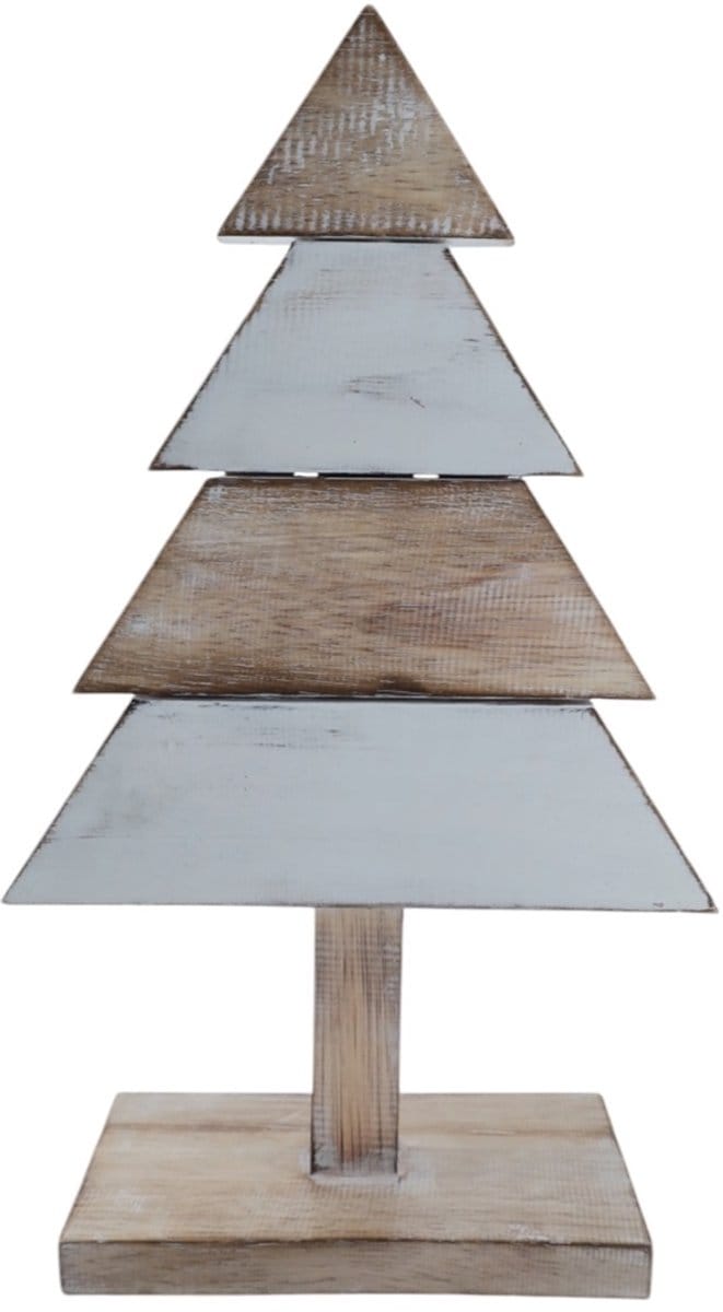 Houten Kerstboom S natural/wit 40 cm
