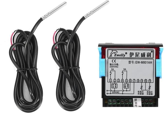 Dailygoody - Digitale Temperatuurregeling - Thermostaat voor Zonneboilers - Efficiëntie en Controle - Rood/ zwart - Temperatuurverschil Controller - G.