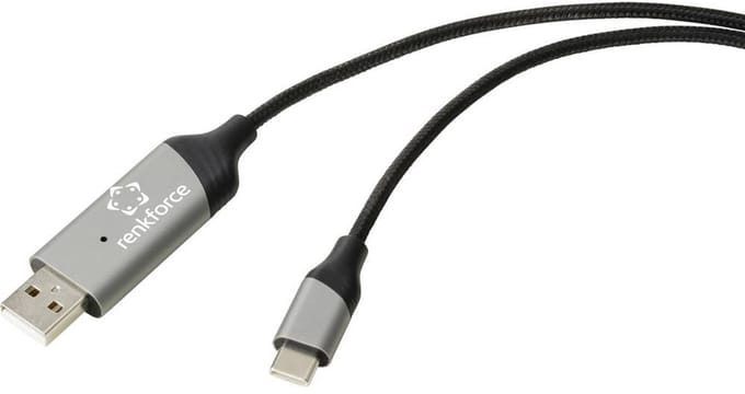 Renkforce RF-7116126 Data Link-kabel USB 2.0 USB-C stekker, USB-A stekker 2.00 m Zwart