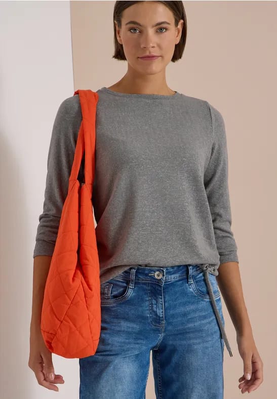Shirt met lange mouwen, boothals en trekkoord