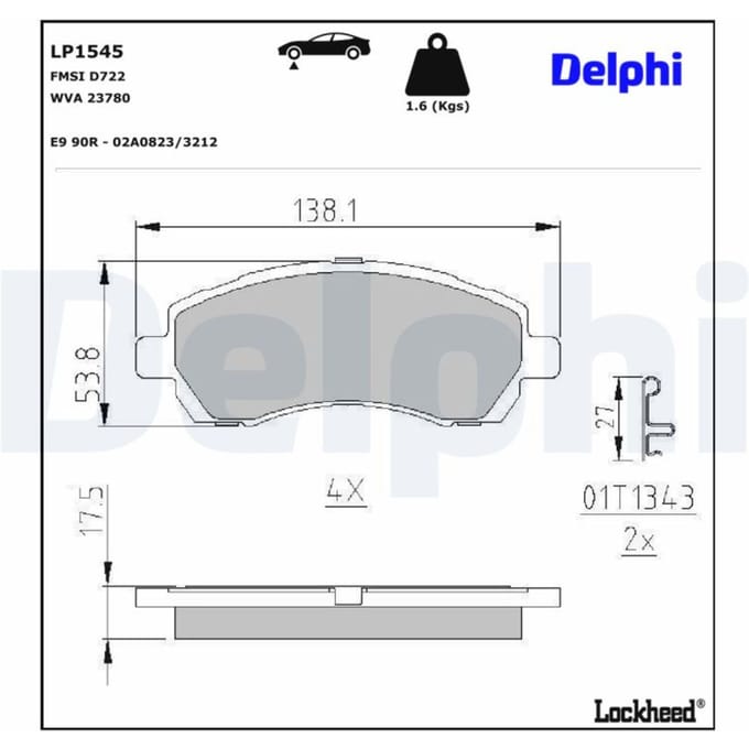Remblokset DELPHI LP1545, voor