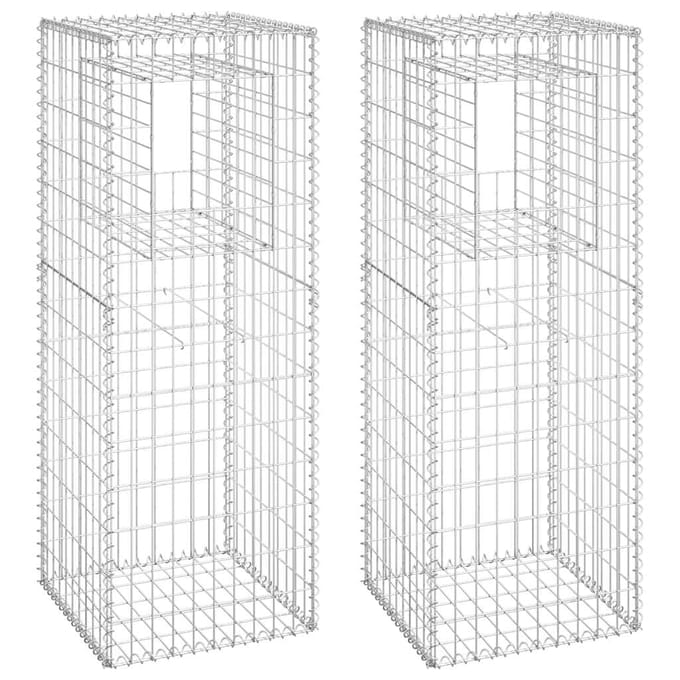 vidaXL - Schanskorf - palen - 2 - st - 50x50x140 - cm - ijzer