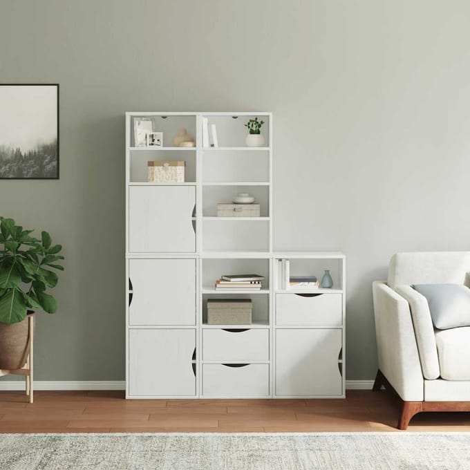 vidaXL - Bijzetkasten - 5 - st - ODDA - 40x24x79 - cm - massief - grenenhout - wit