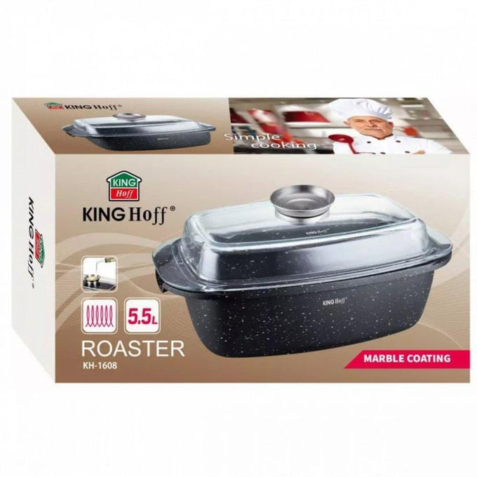 Kinghoff 1608 - Braadpan - Marmer - met deksel - 5.5 liter