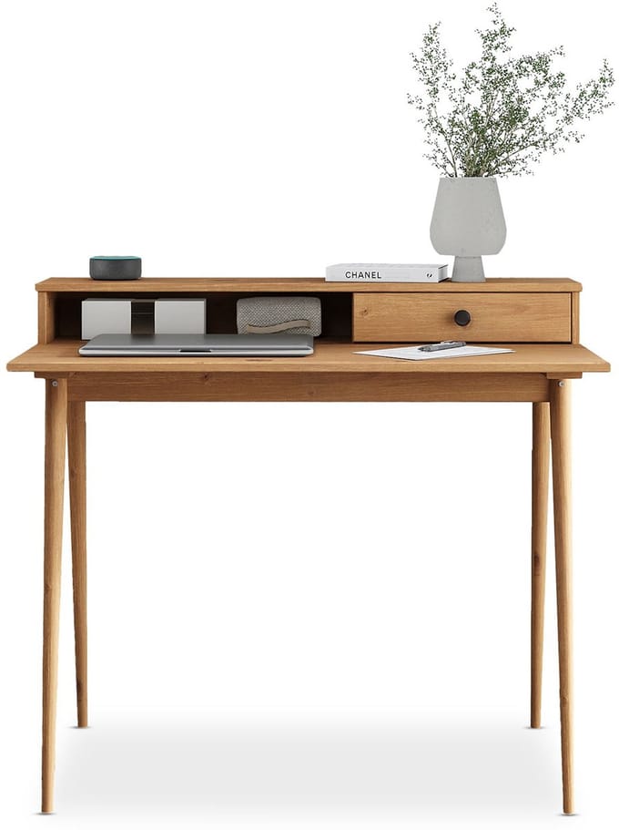 Bureau MALINA met opzetstuk en lade van massief hout – eikenkleuren