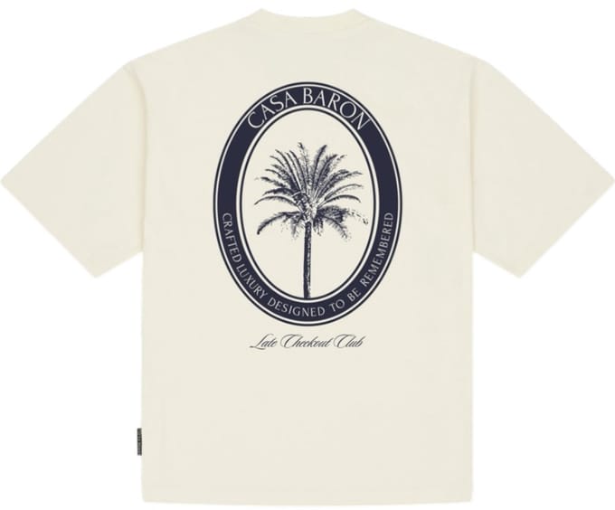Baron Filou Heren T-shirt Wit Backprint Casa Baron Palm