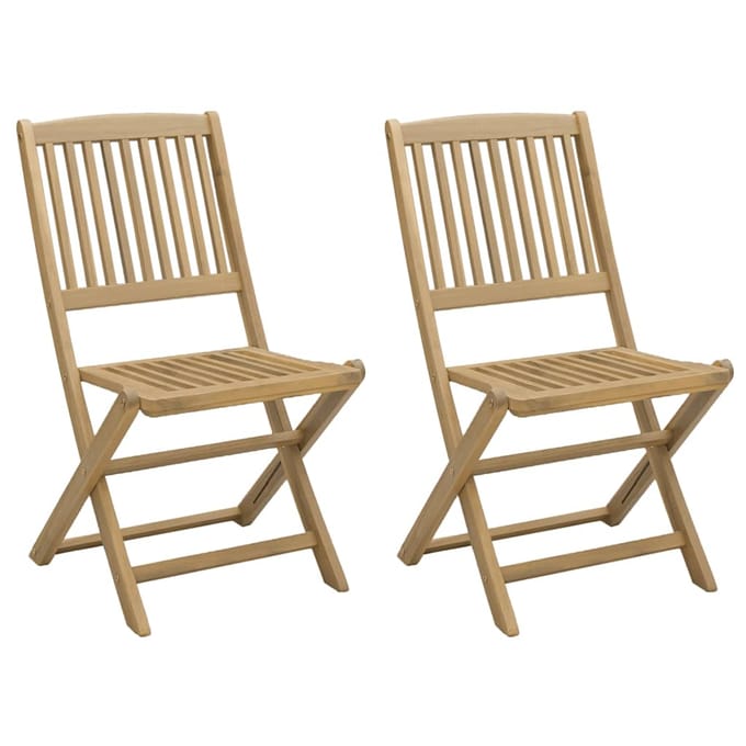 vidaXL - Opklapbare - stoelen, - 2 - stuks, - 57x48,5x90 - cm, - massief - acaciahout